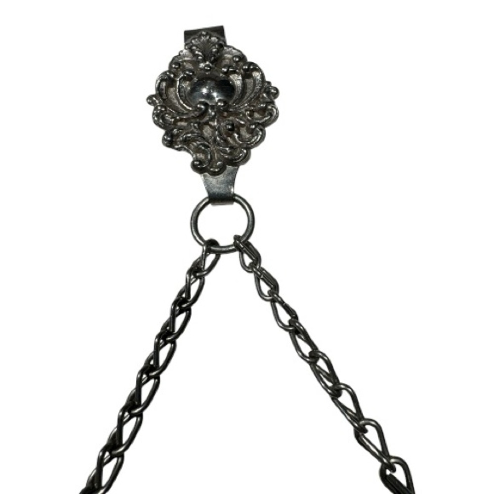 Vintage Victorian Style Silver Tone Mounted Black Velvet Bag with Belt Clip - Picture 3 of 14